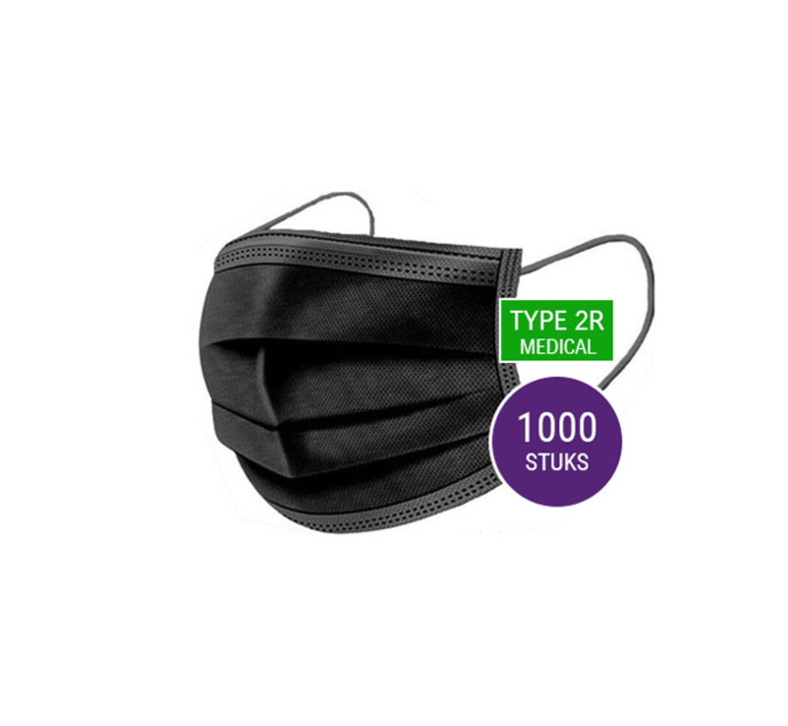 Groothandel / Import Zwarte Medische Mondmasker 1000 stuks Type 2R - vanaf 2 cent per stuk