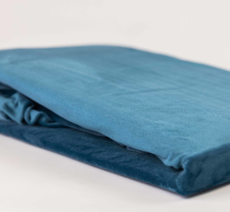 Fluwelen Hoeslaken Petrol Blauw | Velvet Velours