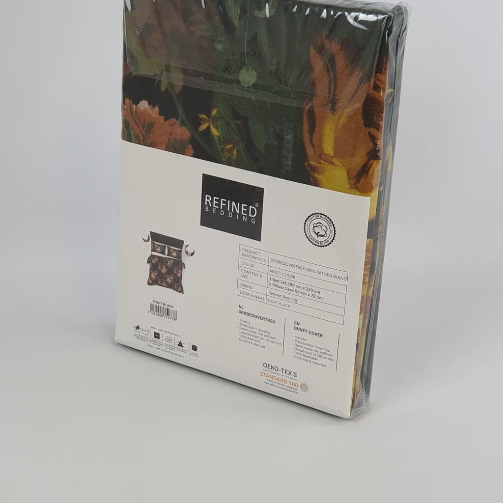 Refined Bedding Dekbedovertrek Bloemen Zwart