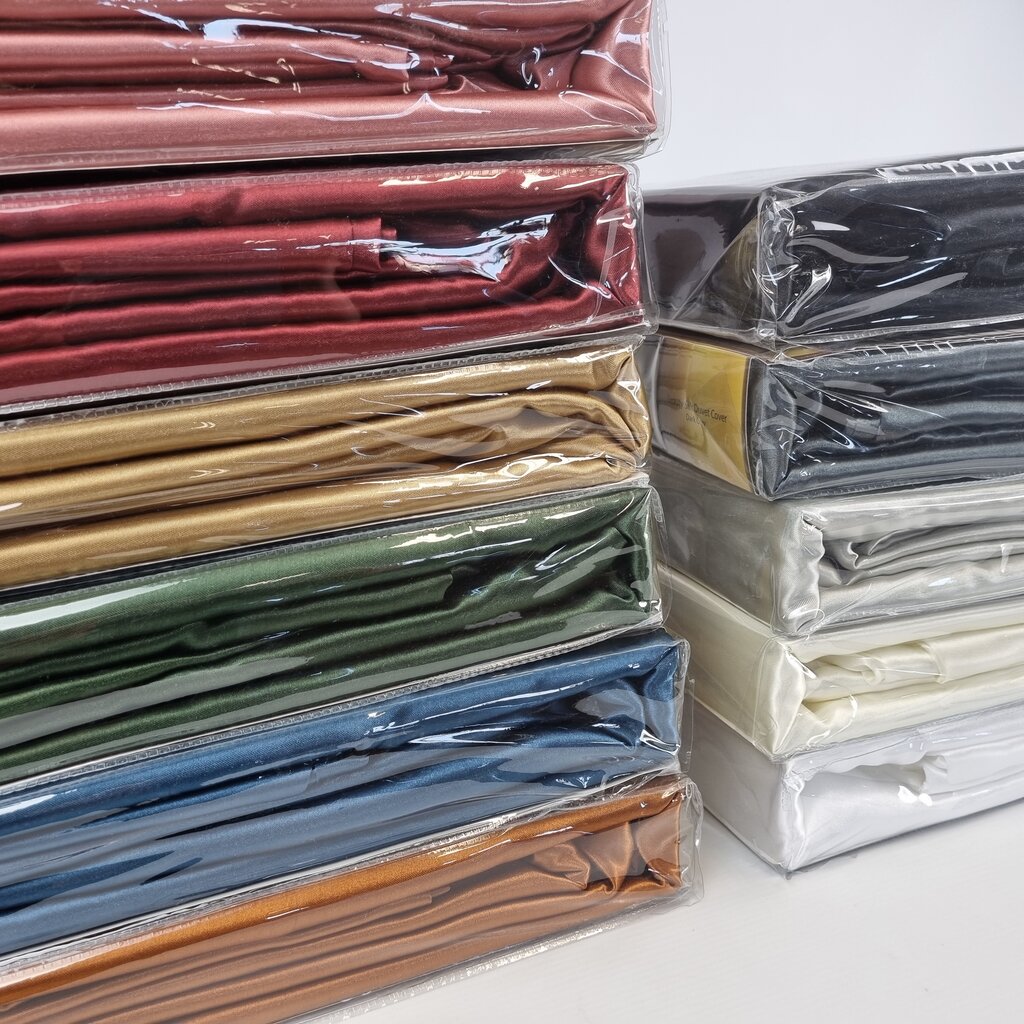 Beau Maison Glanzend Satijnen Dekbedovertrek Zilver