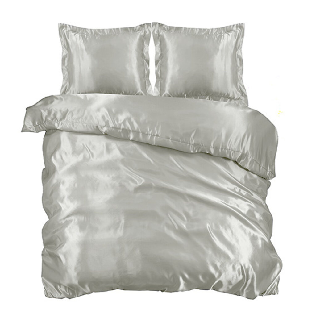 Beau Maison Glanzend Satijnen Dekbedovertrek Zilver