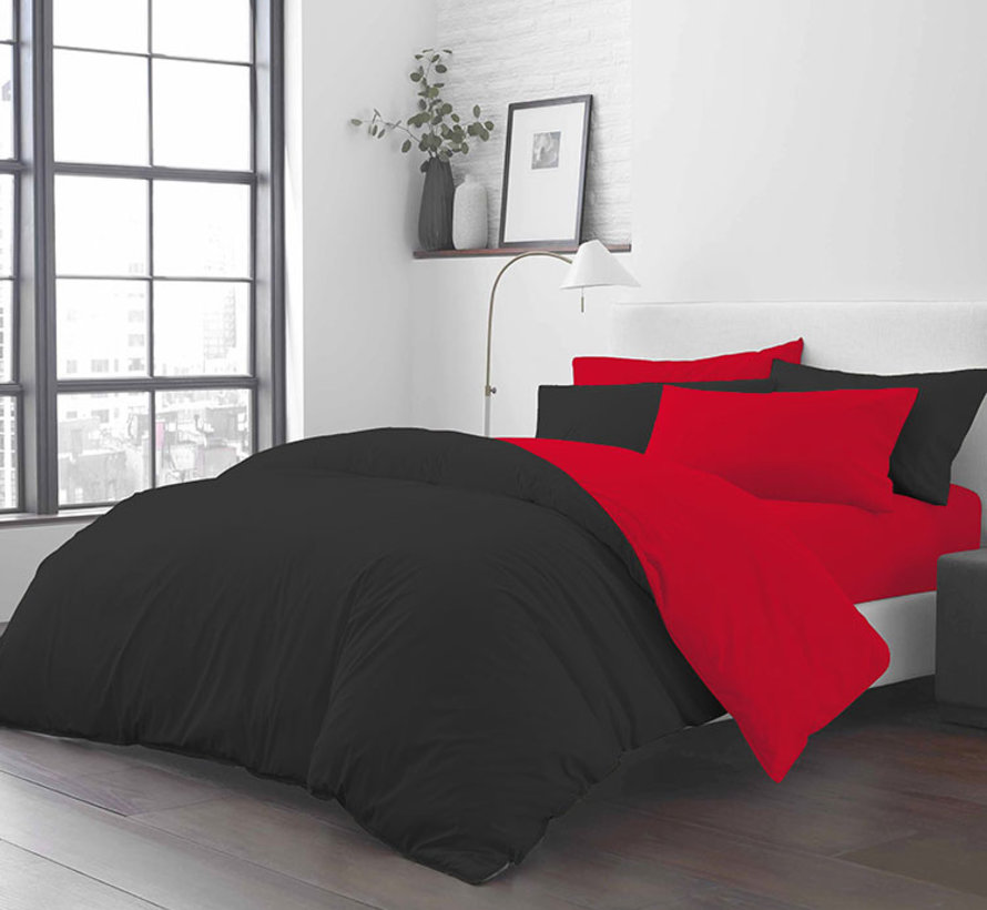 Cotton Duvet Cover Double Sided Red Black