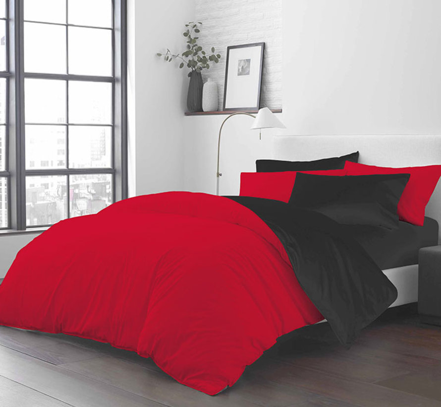 Cotton Duvet Cover Double Sided Red Black