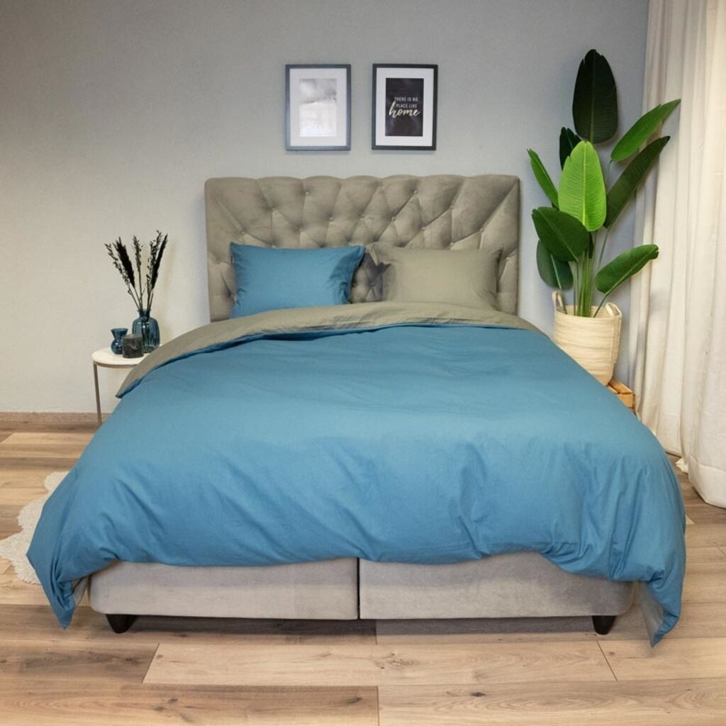 Inspirations Katoenen Dekbedovertrek Dubbelzijdig Blauw Antraciet