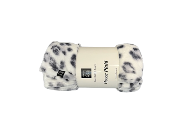 Flanel  Fleece Plaid Woondeken Snow Leopard Grey