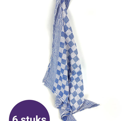 Suite Sheets Geblokte Theedoek Blauw  (set van 6)