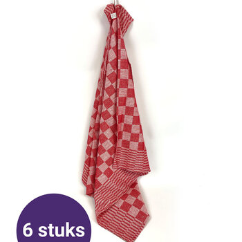 Beau Maison Theedoek Geblokt Rood (set van 6)