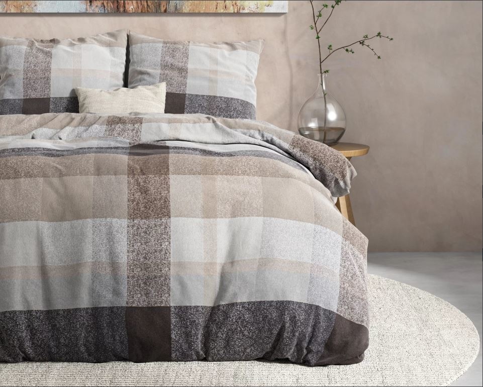Flanellen Dekbedovertrek Flanel Thor Taupe