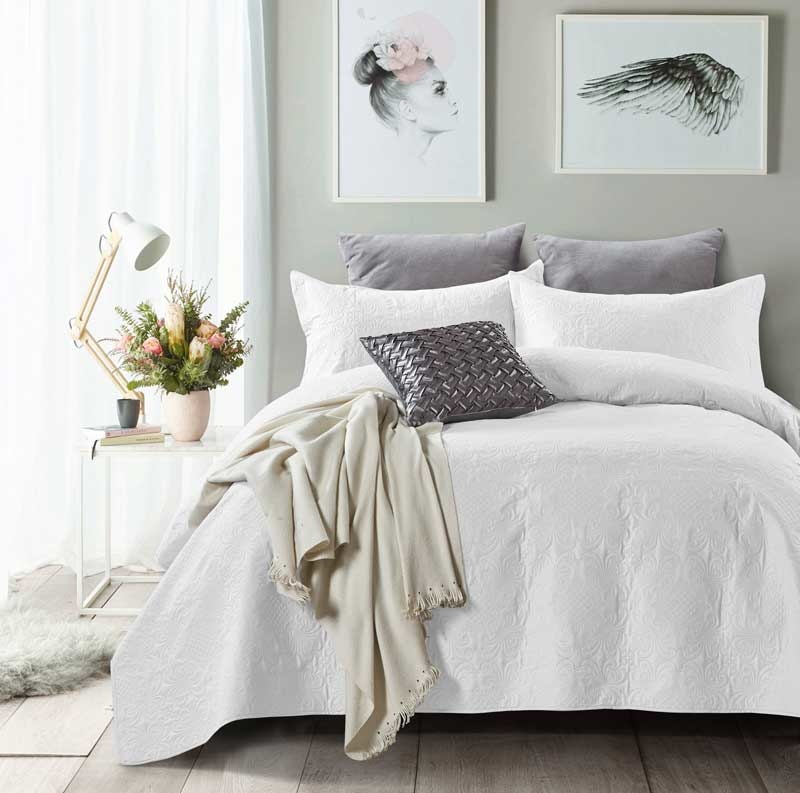 Sprei Barok Motief Wit | Met 2 kussenslopen