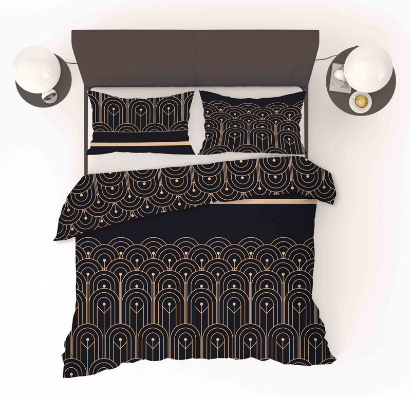 Art Deco Dekbedovertrek Black