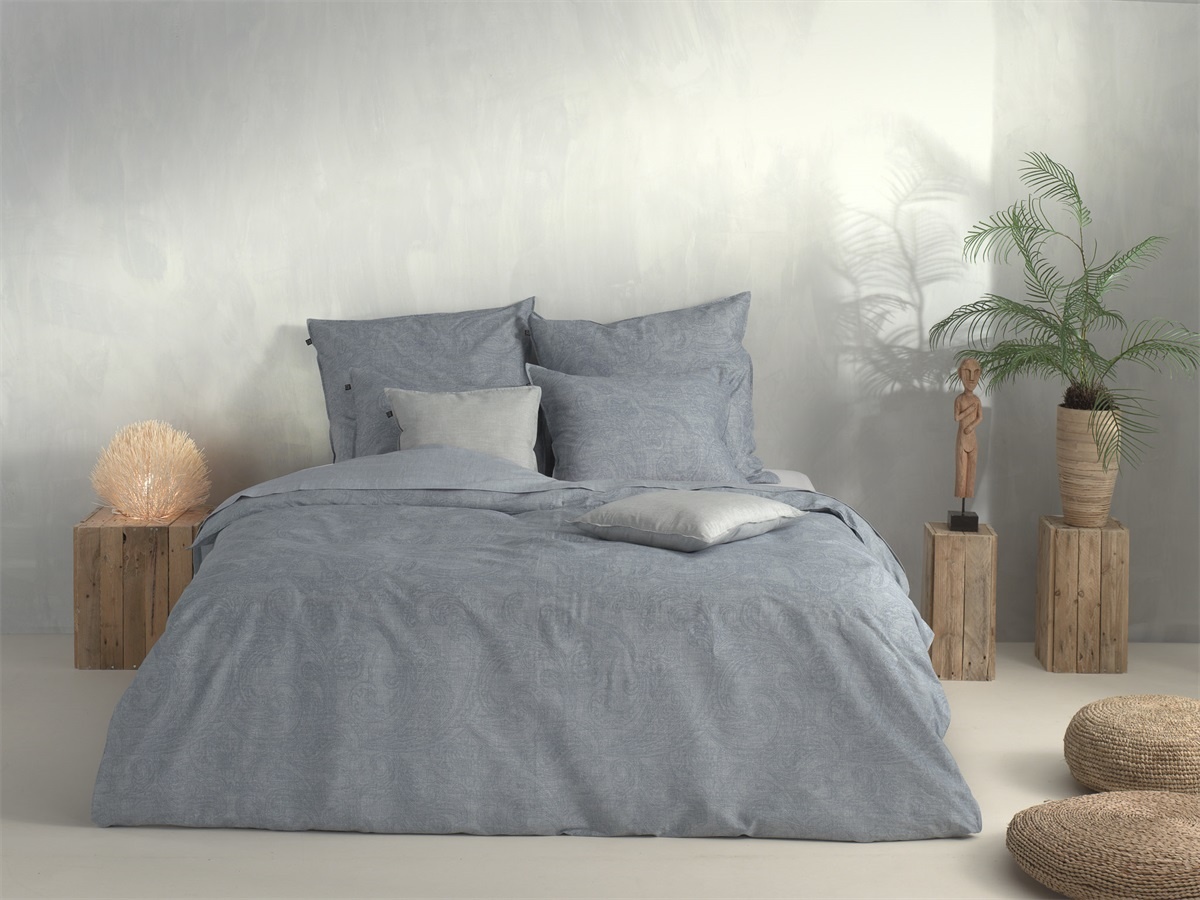 Paisley Dekbedovertrek Lino Denim Blauw