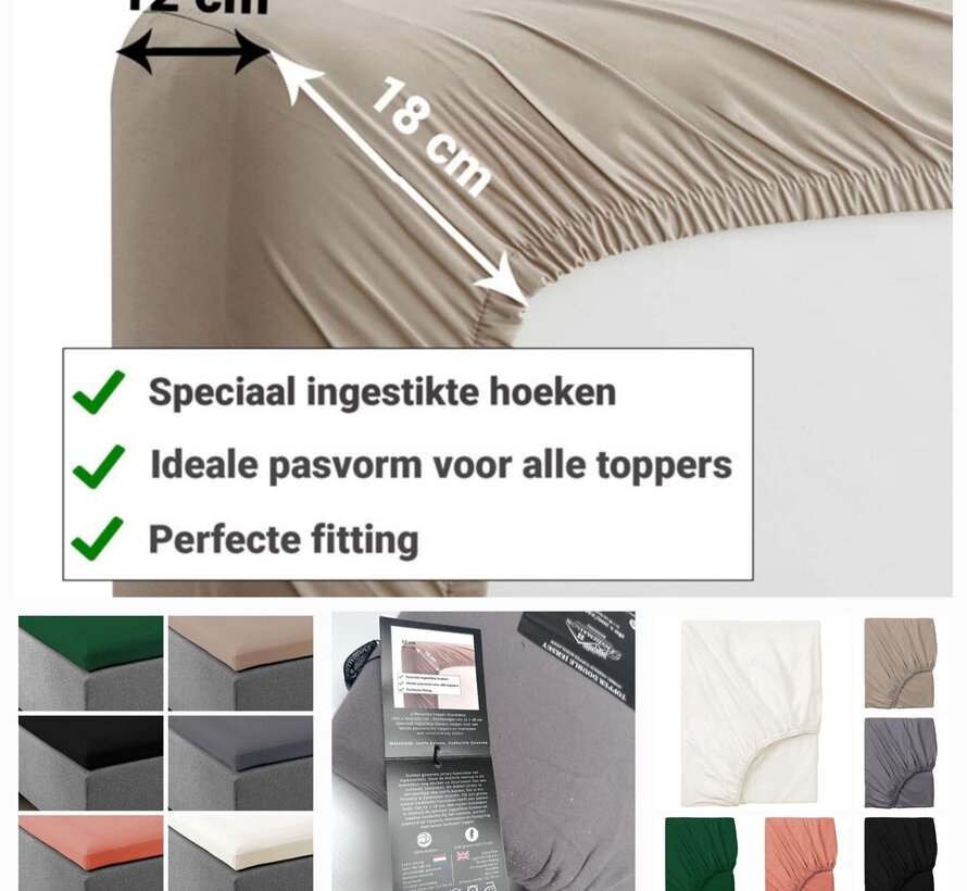 Dubbel Geweven Jersey Topper Hoeslaken Taupe Grijs