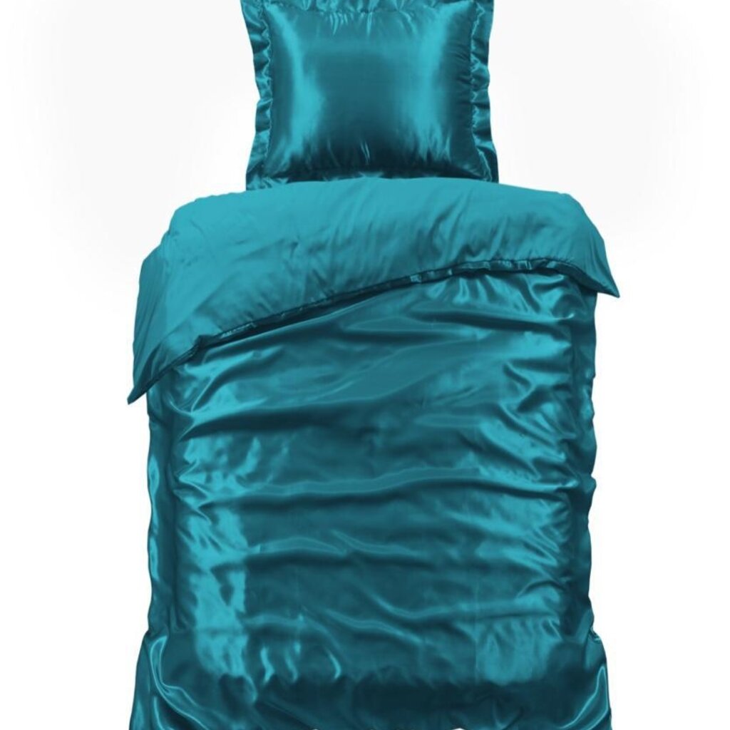Beau Maison Glanzend Satijnen Dekbedovertrek  Aqua (Turquoise)