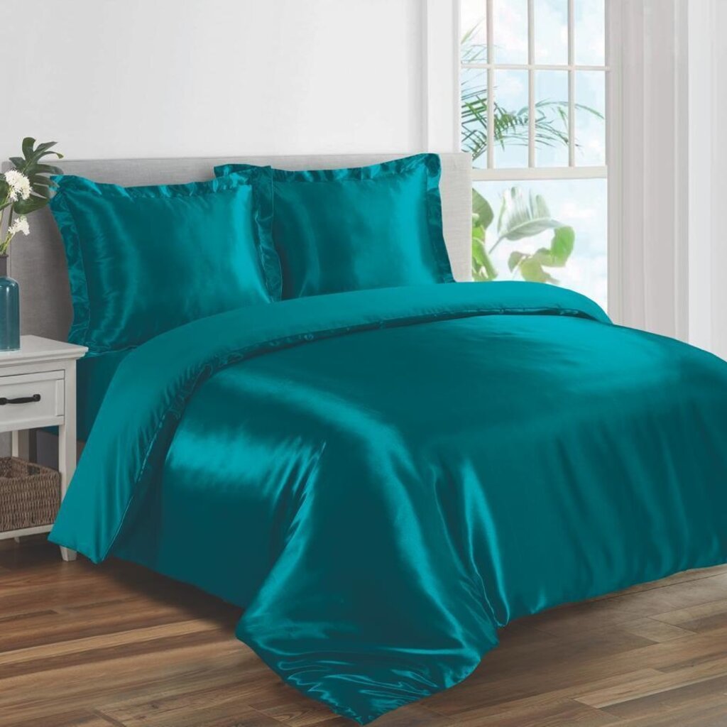 Beau Maison Glanzend Satijnen Dekbedovertrek  Aqua (Turquoise)