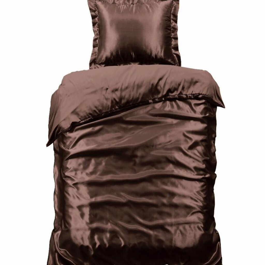 Beau Maison Glanzend Satijnen Dekbedovertrek  Bruin