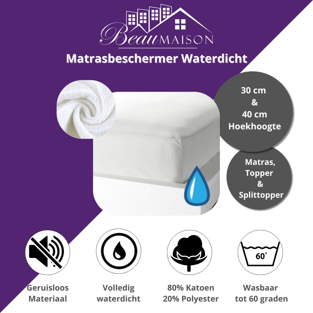 Beau Maison Molton Split Topper Waterdicht