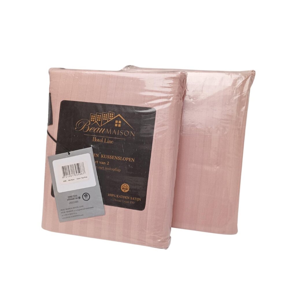 Beau Maison Kussensloop Hotel Line Tea Pink - 60x70cm  - 2 stuks