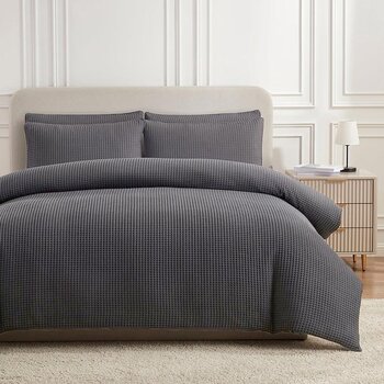 Beau Maison Wafel Dekbedovertrek Antraciet