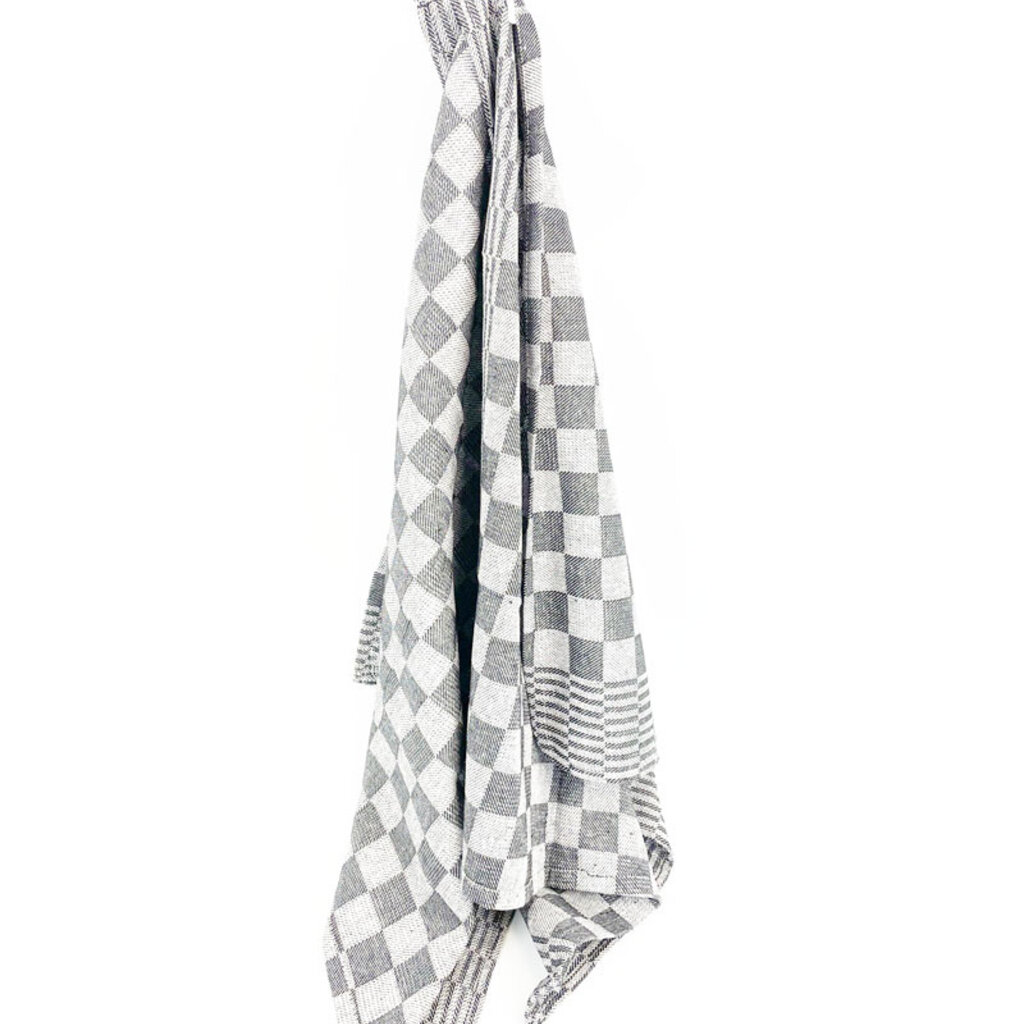 Beau Maison Geblokte Theedoek Grijs