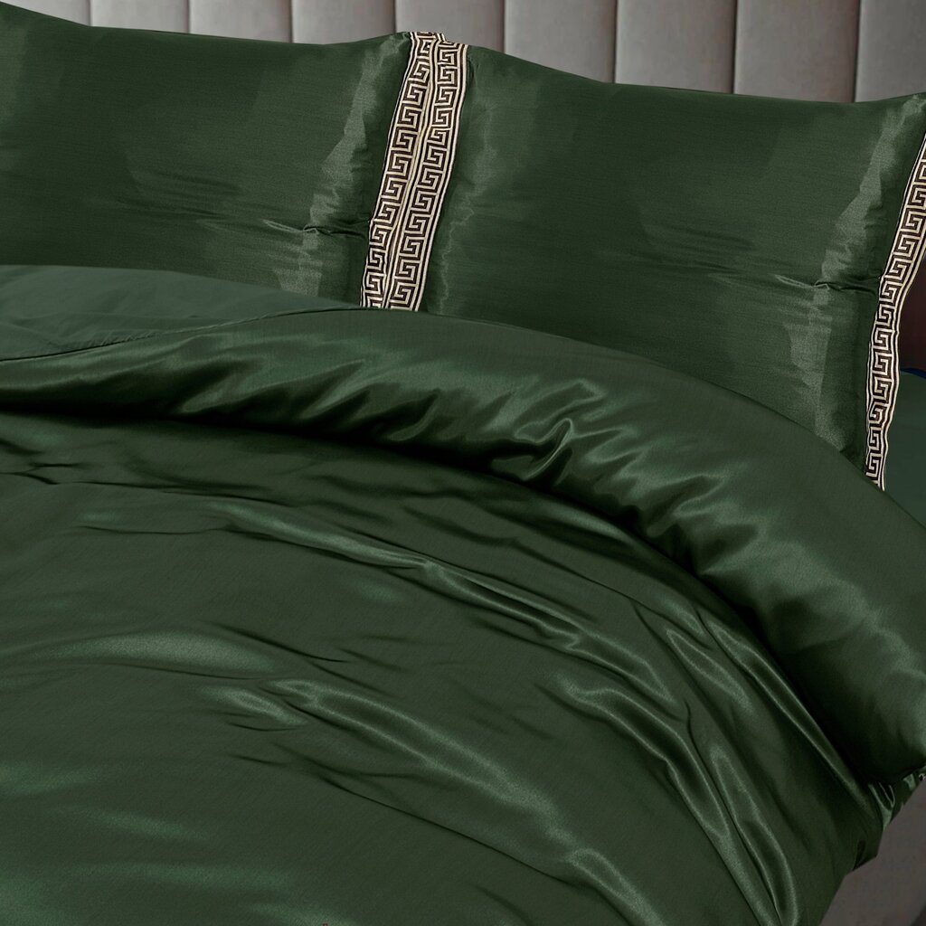 Beau Maison Glanzend Satijnen Dekbedovertrek met Lace / Griekse Sleutel / Versace - Groen