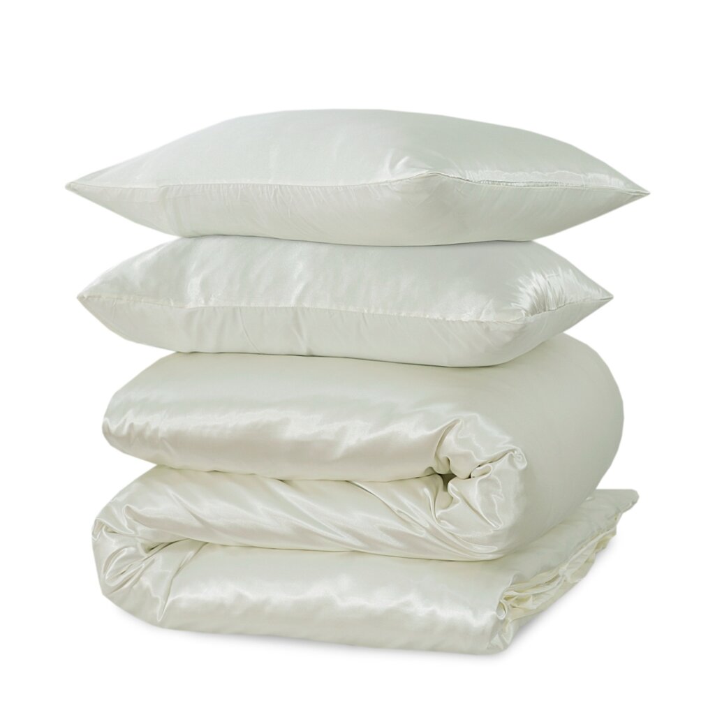 Beau Maison Glanzend Satijnen Dekbedovertrek Crème