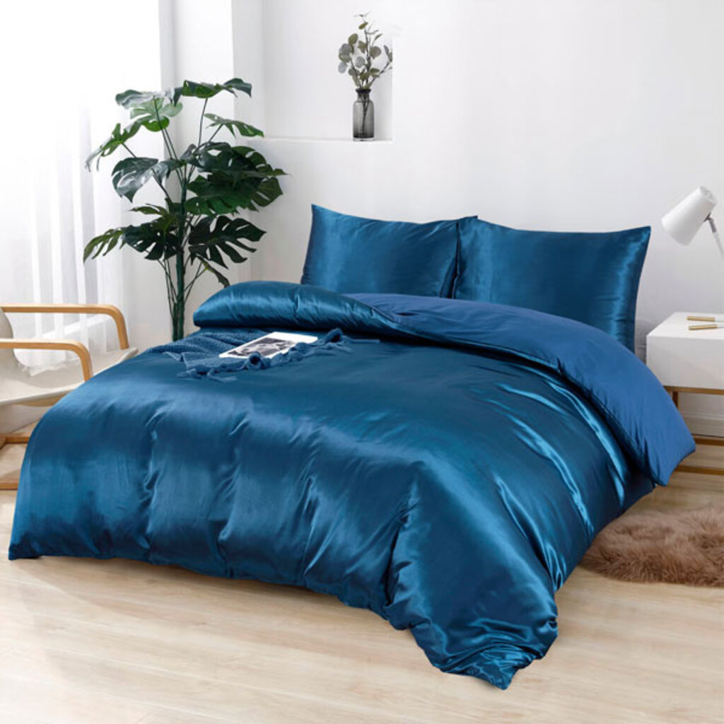 Beau Maison Glanzend Satijnen Dekbedovertrek Petrol Blue