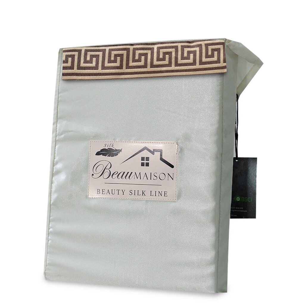 Beau Maison Glanzend Satijnen Dekbedovertrek met Lace / Griekse Sleutel / Versace - Off White