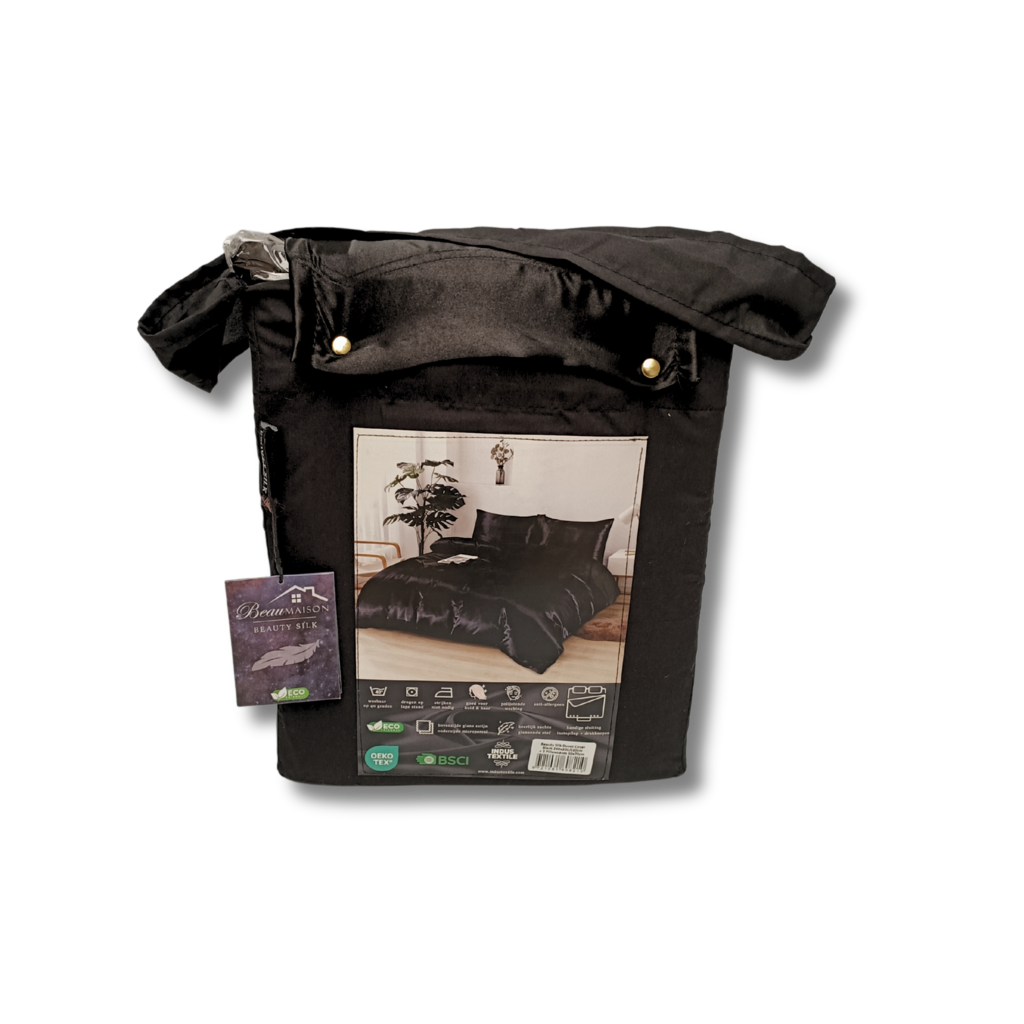 Beauty Silk Glanzend Satijnen Dekbedovertrek Zwart