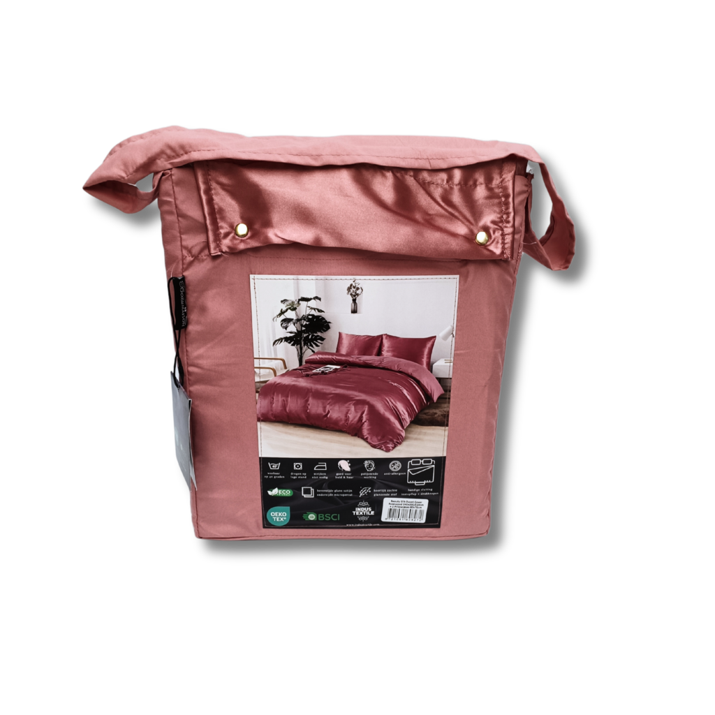 Beau Maison Glanzend Satijnen Dekbedovertrek Oudroze