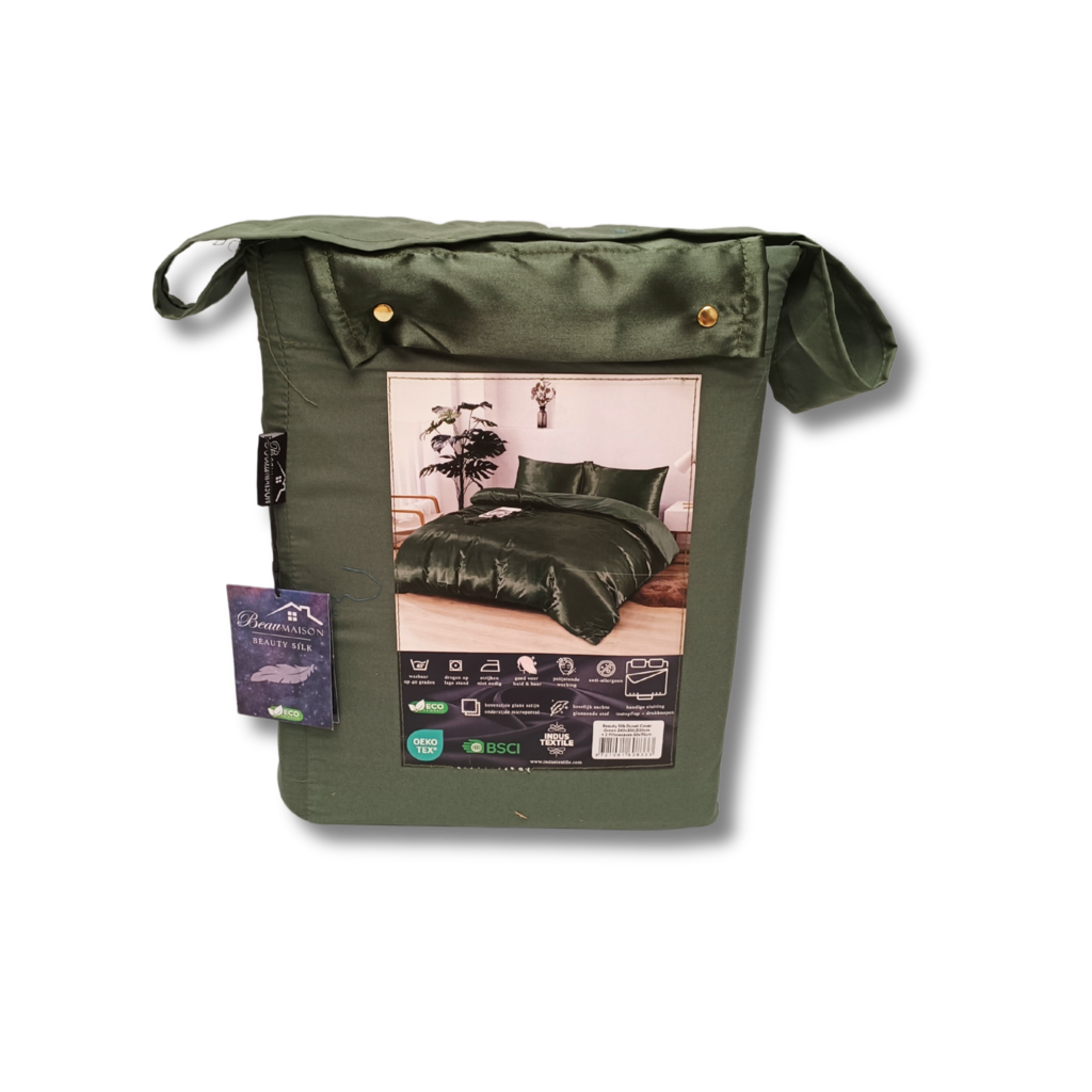 Beau Maison Glanzend Satijnen Dekbedovertrek  Groen