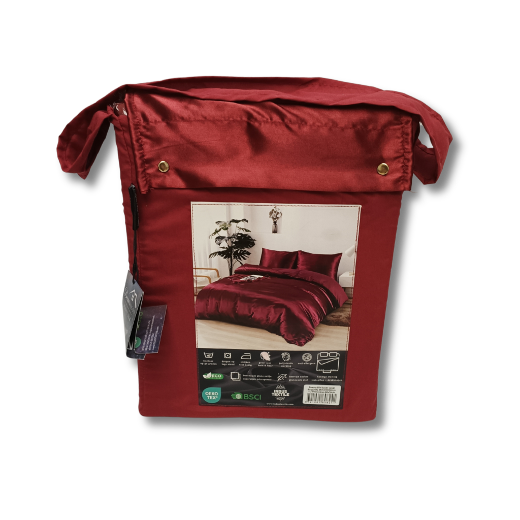 Beau Maison Glanzend Satijnen Dekbedovertrek Burgundy