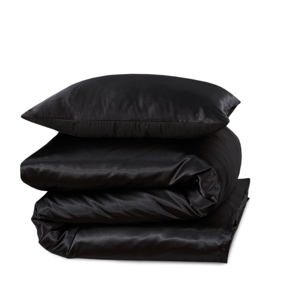 Beauty Silk Glanzend Satijnen Dekbedovertrek Zwart