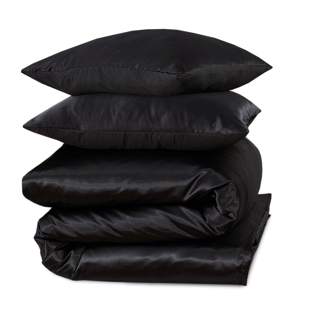 Beauty Silk Glanzend Satijnen Dekbedovertrek Zwart