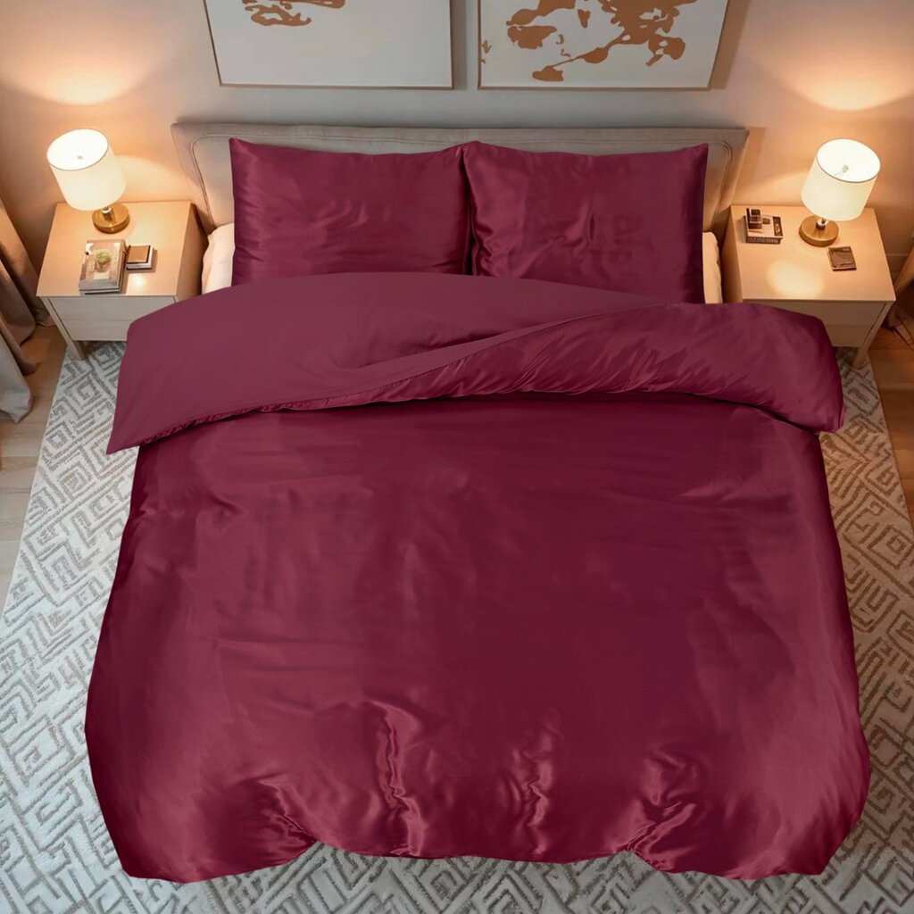 Beau Maison Glanzend Satijnen Dekbedovertrek Burgundy