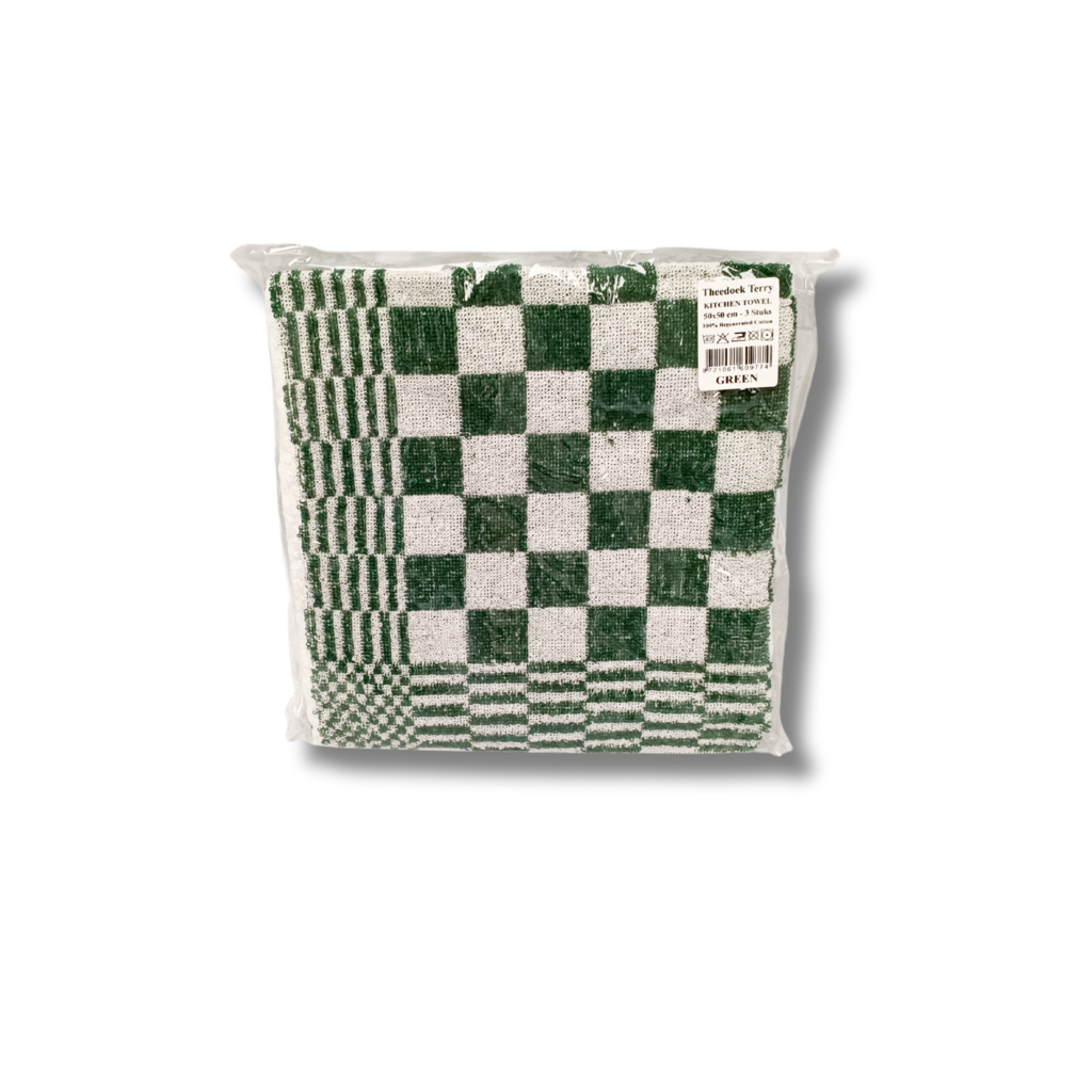 Beau Maison Katoenen Keuken Handdoek(set van 3) - Geblokt Groen