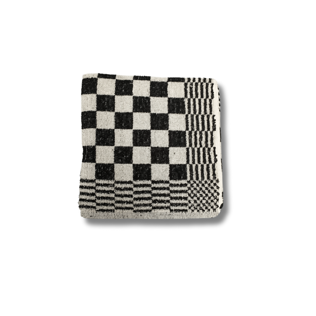 Beau Maison Katoenen Keuken Handdoek(set van 3) - Geblokt Zwart