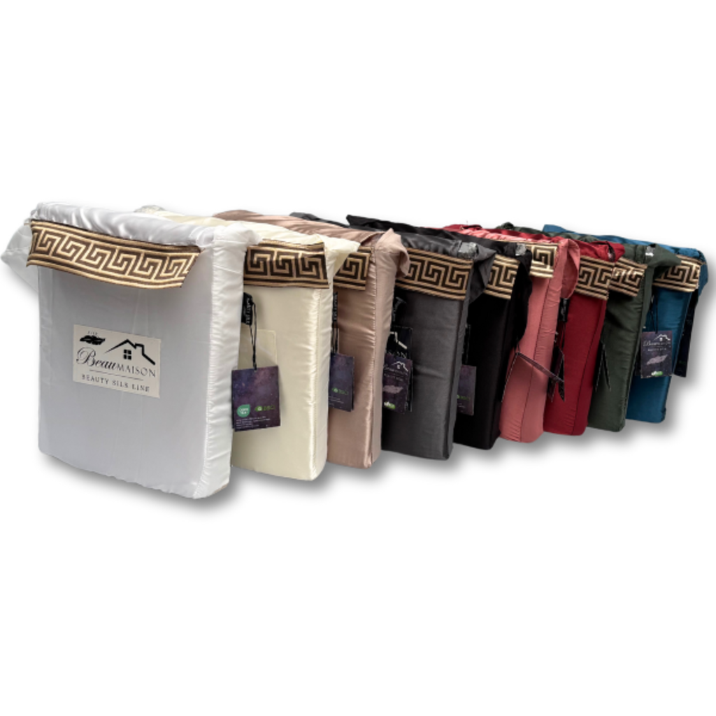 Beau Maison Glanzend Satijnen Dekbedovertrek met Lace / Griekse Sleutel / Versace - Rosewood