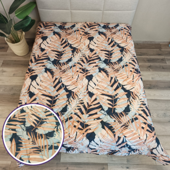 Overige Merken Katoen Satijn Bedsprei Tropical Escape - 230x250 cm - Dubbelzijdig!