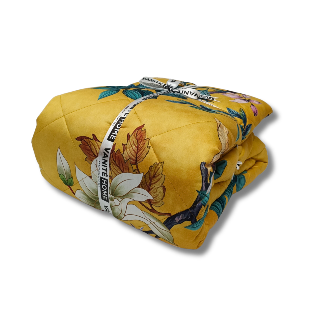 Overige Merken Easy Dekbed & Bedsprei Katoen Satijn Floral Yellow Blue - Dubbelzijdige Bedsprei - 200TC