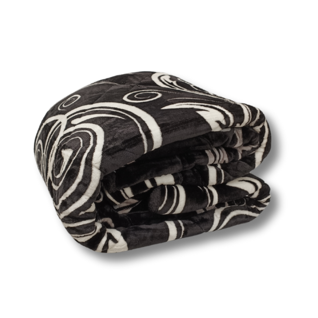 Otsukeori 4 PCS Bedspreiset + Hoeslaken & Kussenslopen | Velvet Swirls Black & White