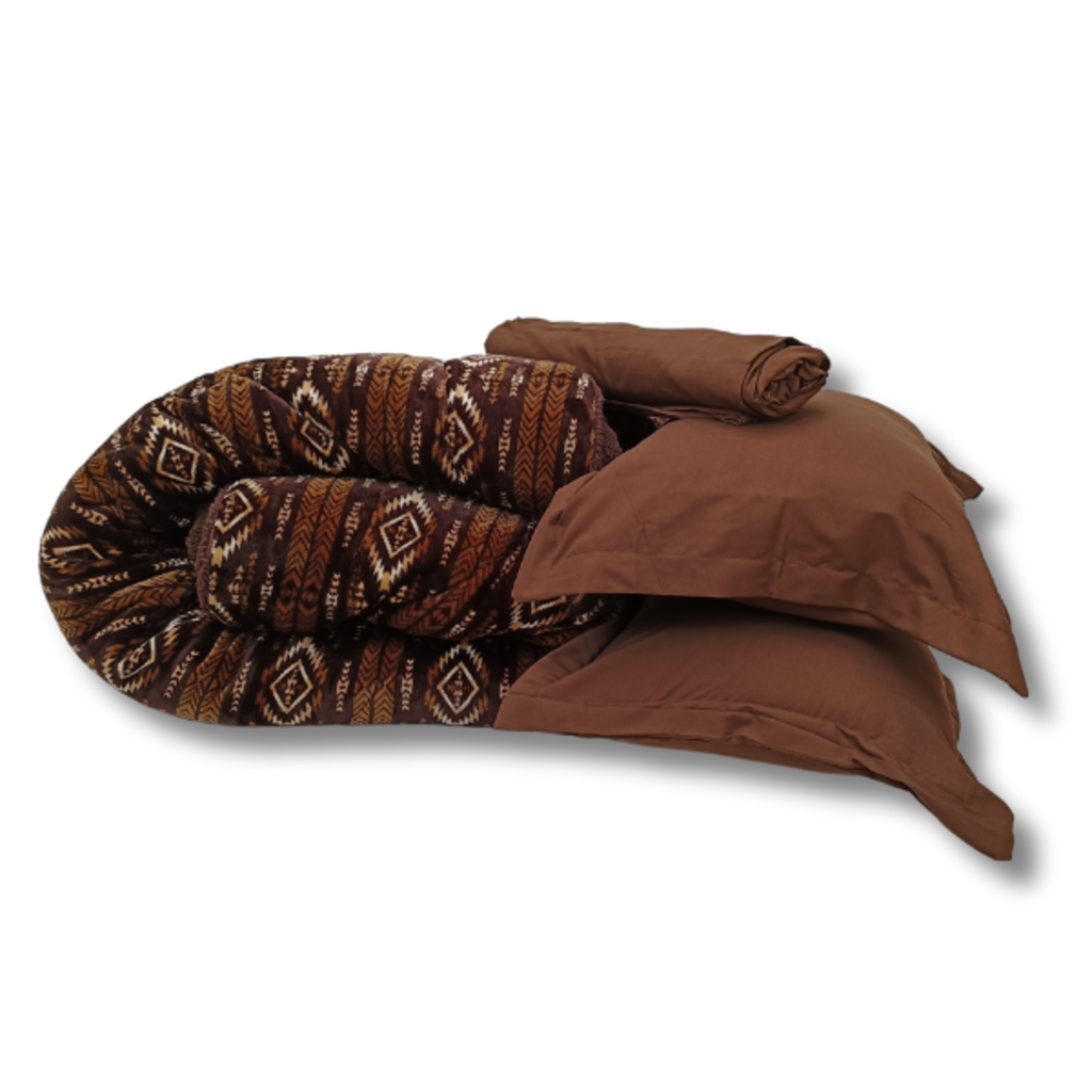 Otsukeori 4 PCS Bedspreiset + Hoeslaken & Kussenslopen | Velvet Brown Diamond