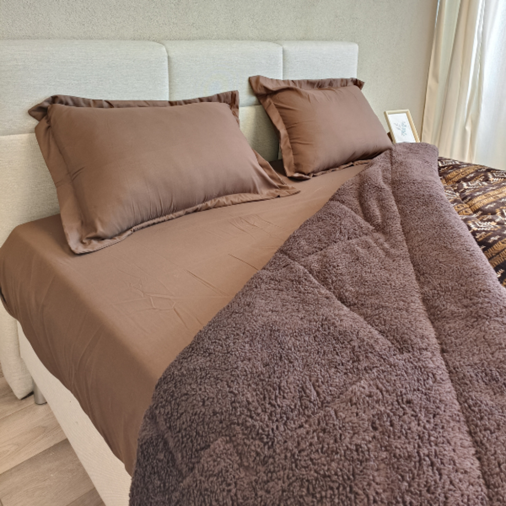 Otsukeori 4 PCS Bedspreiset + Hoeslaken & Kussenslopen | Velvet Brown Diamond