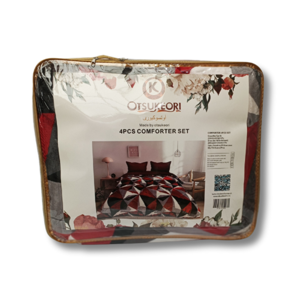 Otsukeori 4 PCS Bedspreiset + Hoeslaken & Kussenslopen | Velvet Geometric