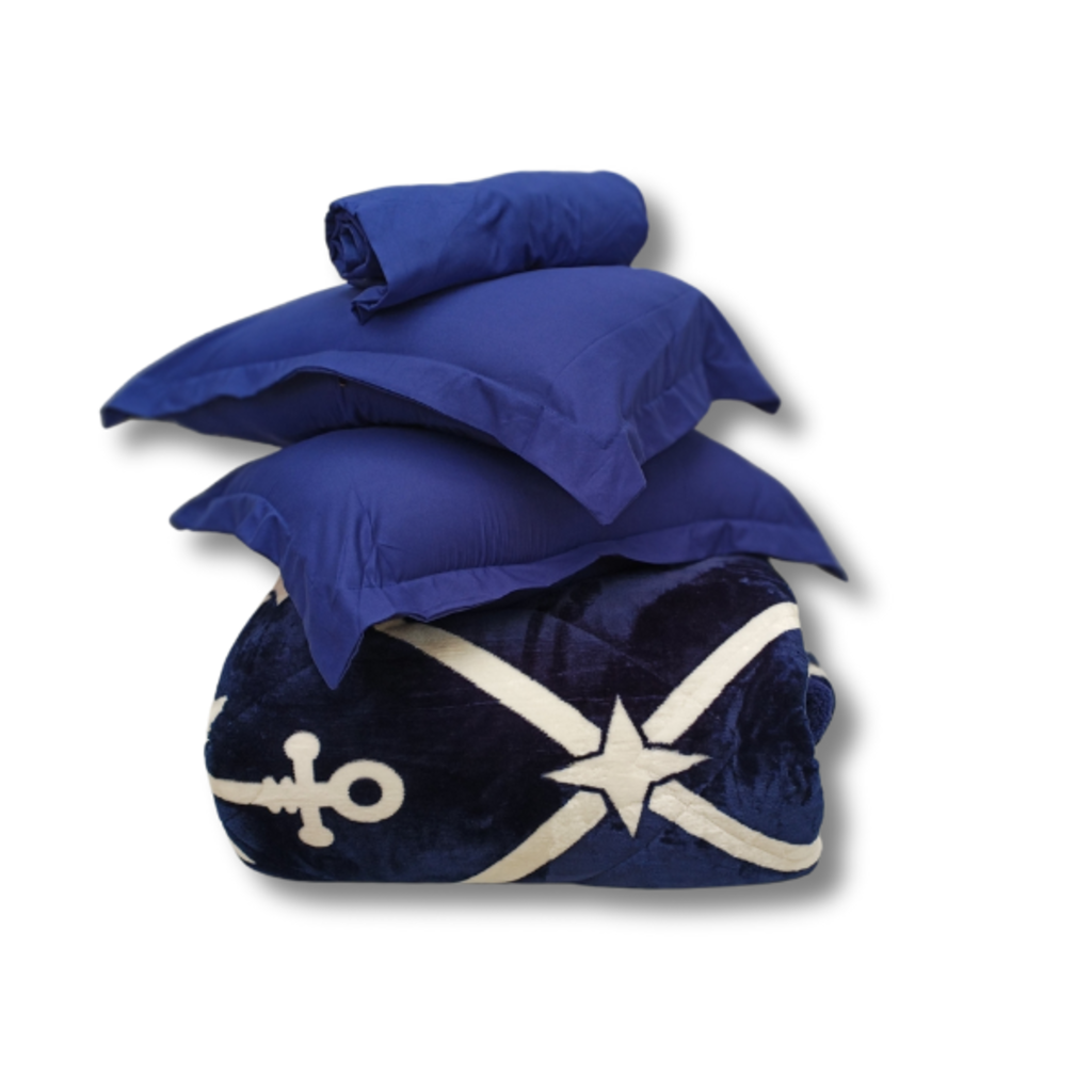 Otsukeori 4 PCS Bedspreiset + Hoeslaken & Kussenslopen | Velvet Blue Anchor