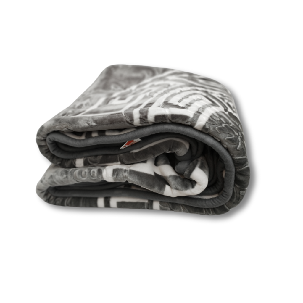 Otsukeori Embossed Velvet Bedsprei Griekse Sleutel | Versace - 200x240 cm - Grey/White - Dubbelzijdig!