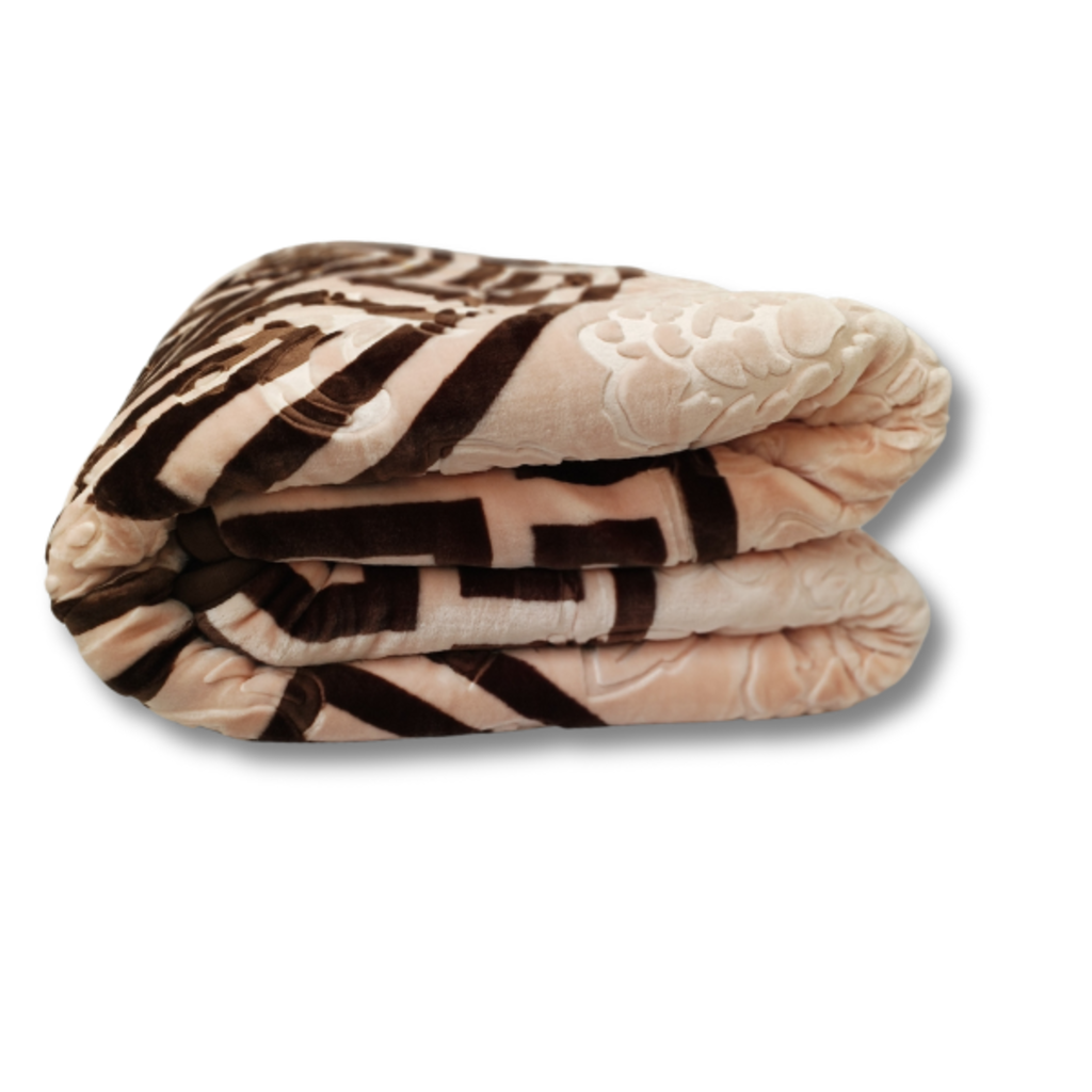 Otsukeori Embossed Velvet Bedsprei Griekse Sleutel | Versace - 200x240 cm - Pink/Brown - Dubbelzijdig!
