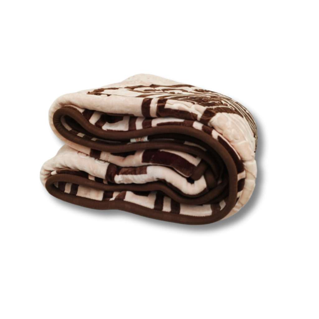 Otsukeori Embossed Velvet Bedsprei Griekse Sleutel | Versace - 200x240 cm - Pink/Brown - Dubbelzijdig!