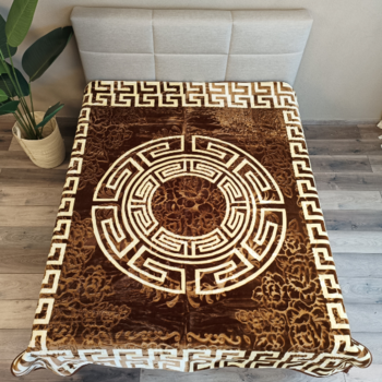 Otsukeori Bedsprei Velvet Embossed Versace Brown/Creme | Griekse  Sleutel - 200x240 cm