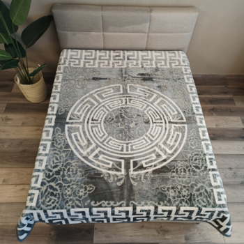 Otsukeori Bedsprei Velvet Embossed Versace Grey/White | Griekse  Sleutel - 200x240 cm