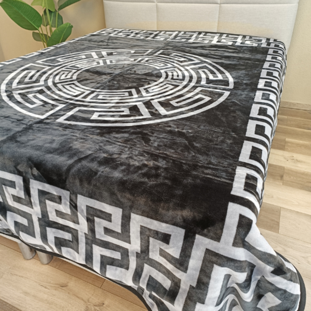 Otsukeori Embossed Velvet Bedsprei Griekse Sleutel | Versace - 200x240 cm - Antra/Grey